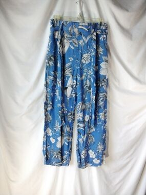 J. Crew Blue Floral Wide-Leg Pants